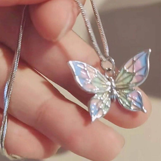 Collana farfalla arcobaleno corta