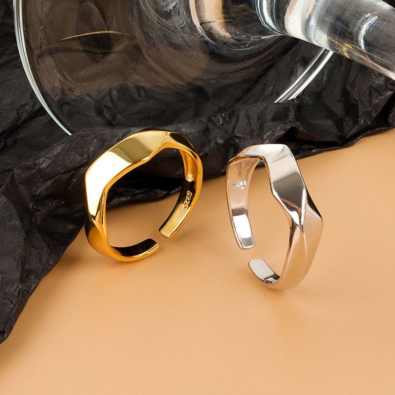 Anello geometrico aperto rombo lucido