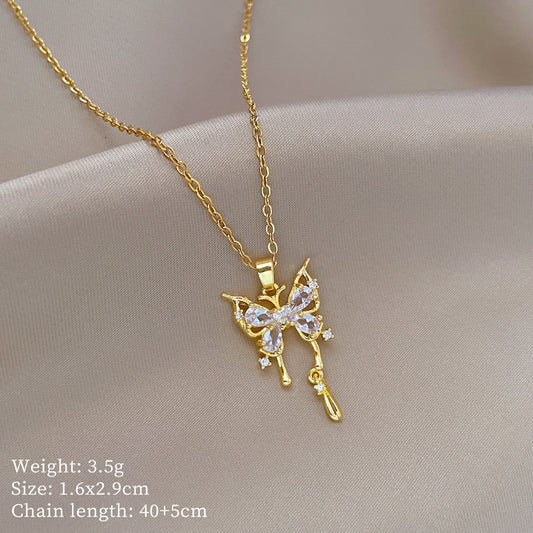 Collana farfalla pendente a goccia