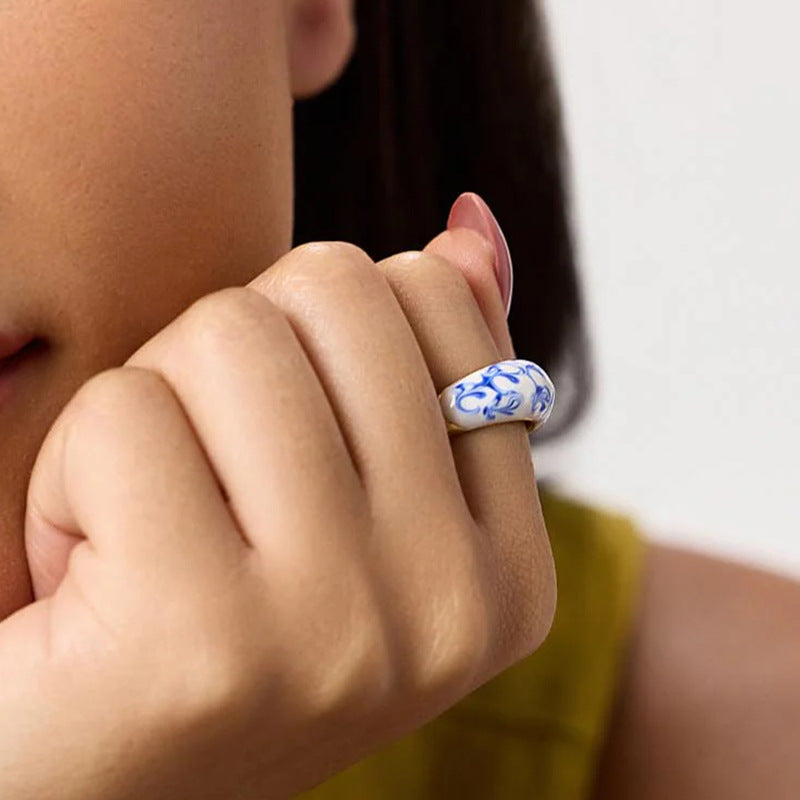 Collana ceramica blu e bianca