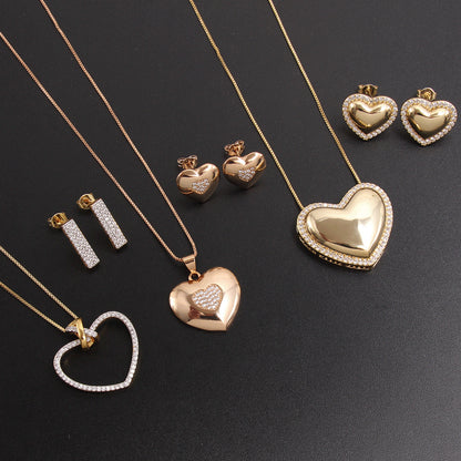 Set collana cuore con zirconi