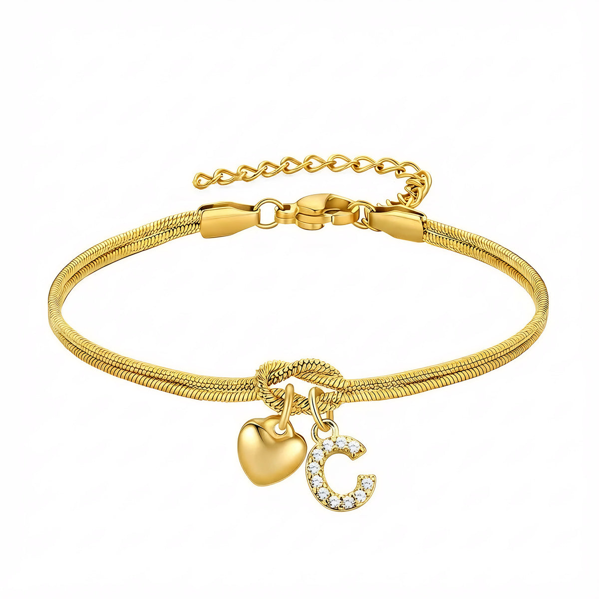 Bracciale Pendente Cuore con Lettere