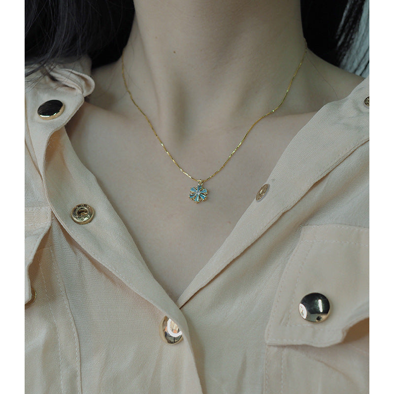 Collana fiocco di neve argento blu