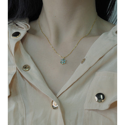 Collana fiocco di neve argento blu
