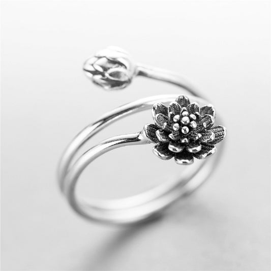 Anello loto argento sterling