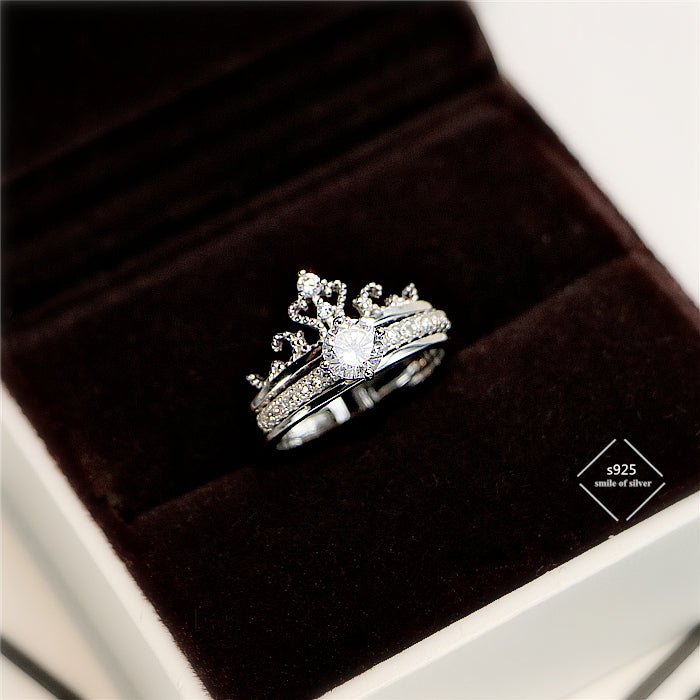 Anello corona argento doppio strato