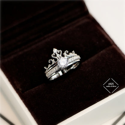 Anello corona argento doppio strato