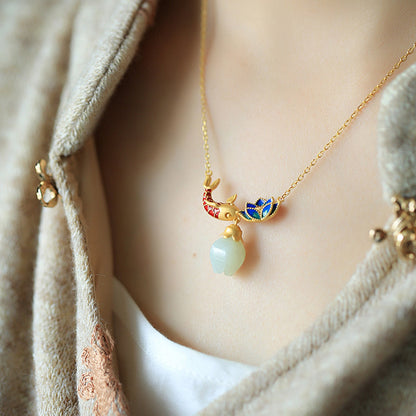 Collana giada loto carpa
