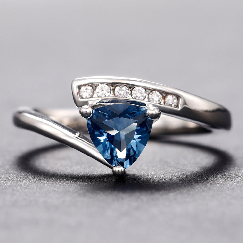 Anello zircone blu nero