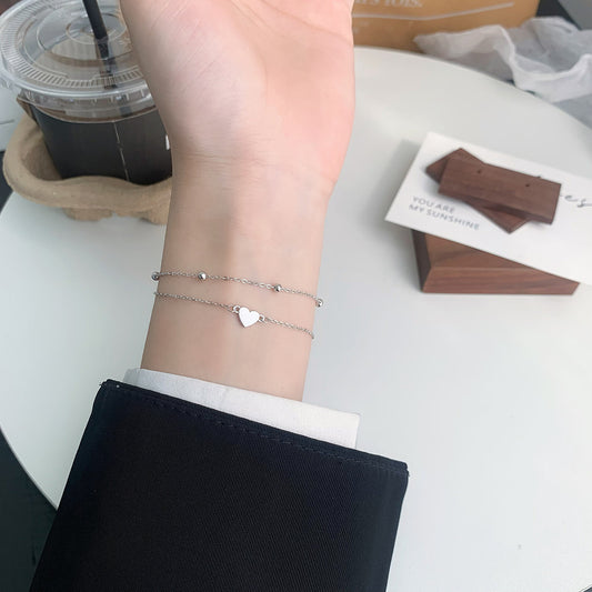 Bracciale cuore argento doppio strato