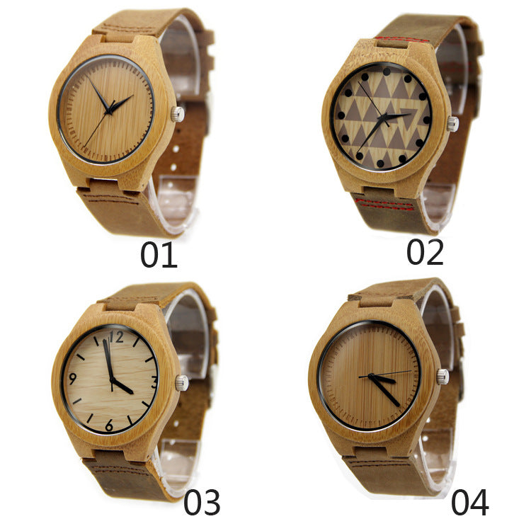 Orologio pelle cinturino bambù