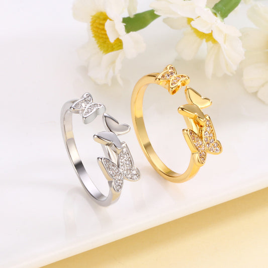 Anello farfalla zircone