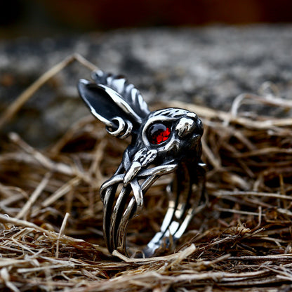 Anello zodiacale coniglio d'acciaio