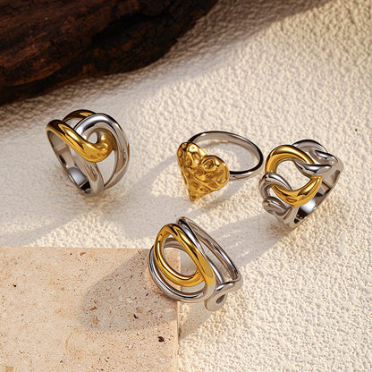 Anello color-block in acciaio