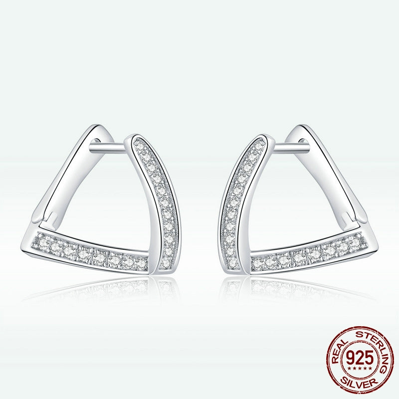 Orecchini zircone argento perno geometrico