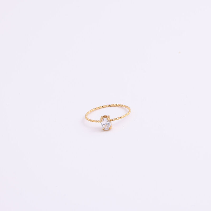 Anello zircone dorato Uovo d'Oca