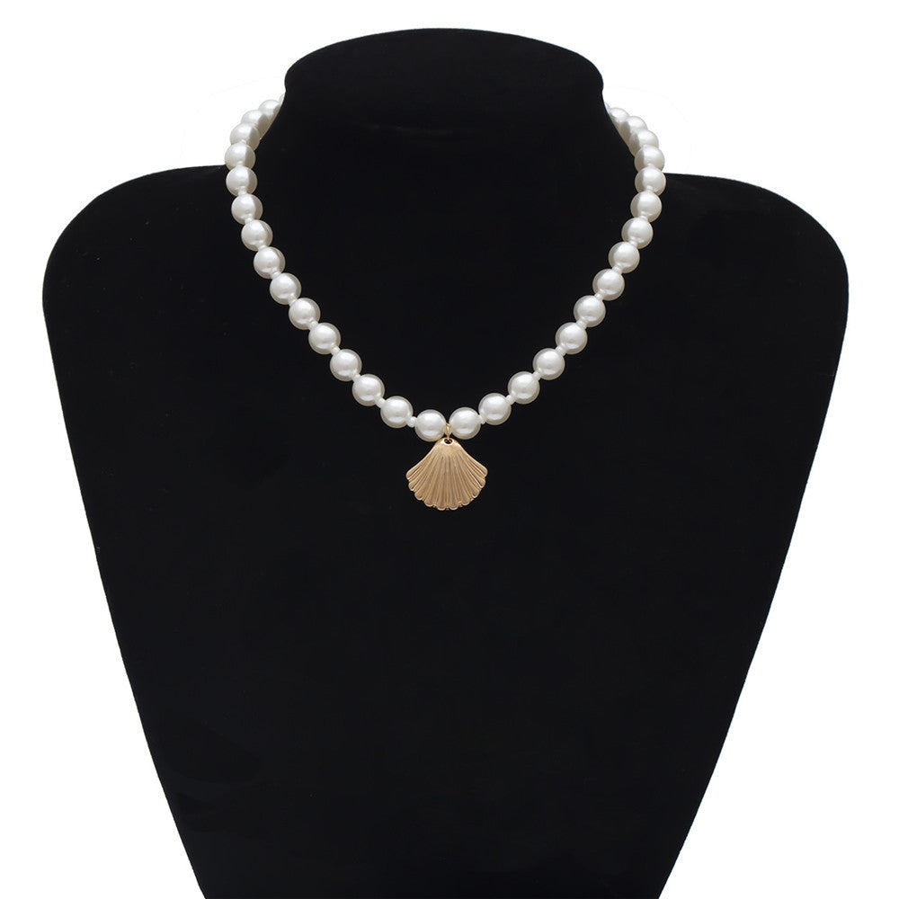 Collana conchiglia e perla semplice