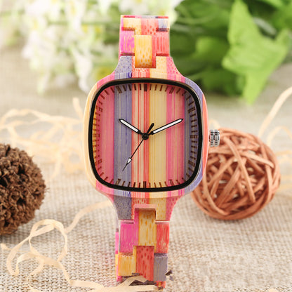 Orologio bambù multicolore