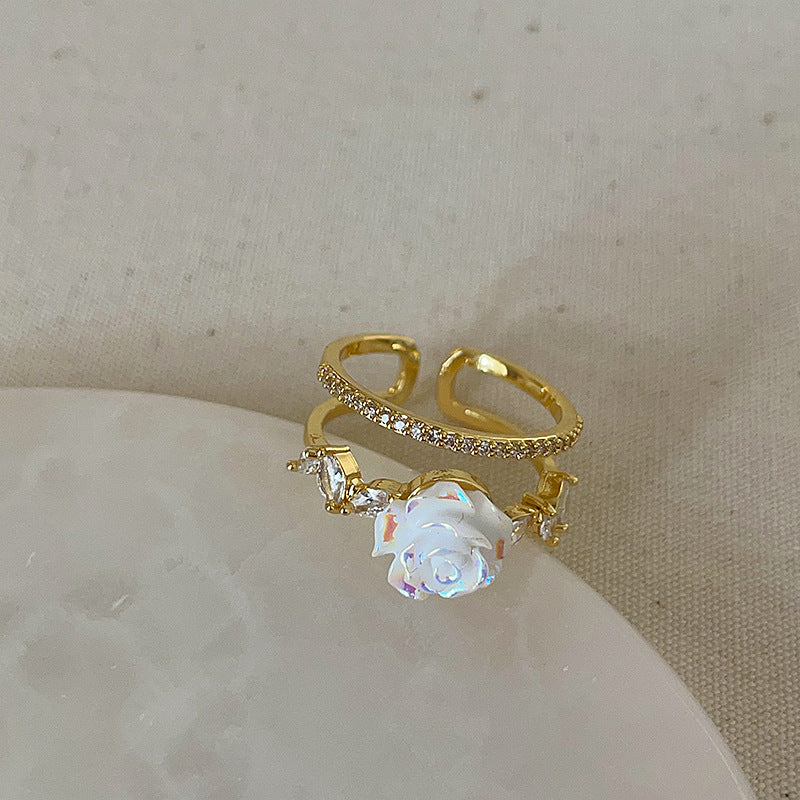 Anello farfalla e fiore viola