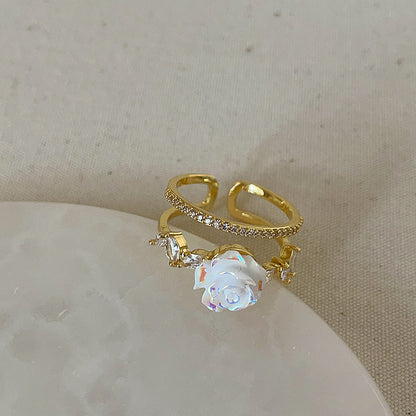 Anello farfalla e fiore viola