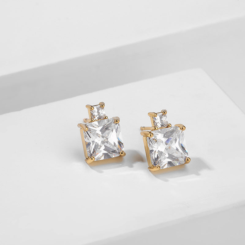 Orecchini zircone geometrico blu