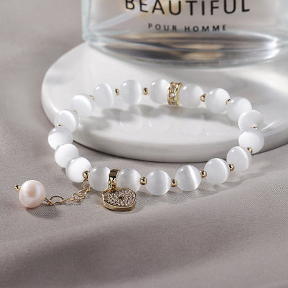 Bracciale cuore opale lucchetto