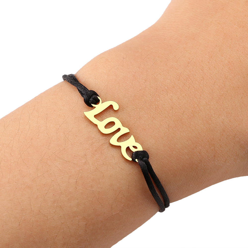 Bracciale corda nera acero