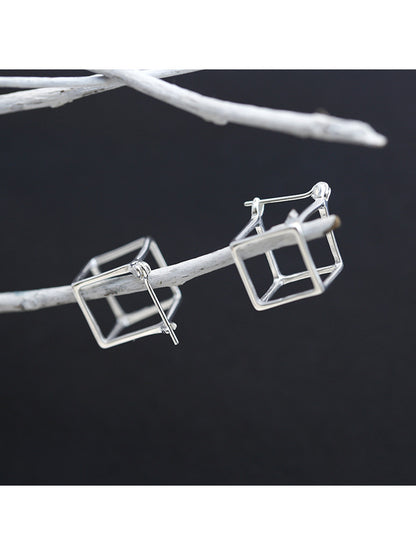 Orecchini cubi traforati argento