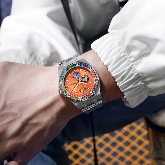 Orologio meccanico cielo stellato luminescente