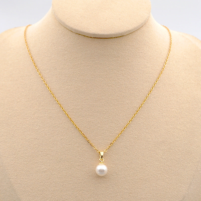 Collana perla acciaio titanio catena
