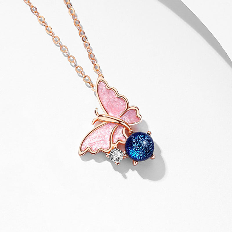 Collana farfalla argento in vetro