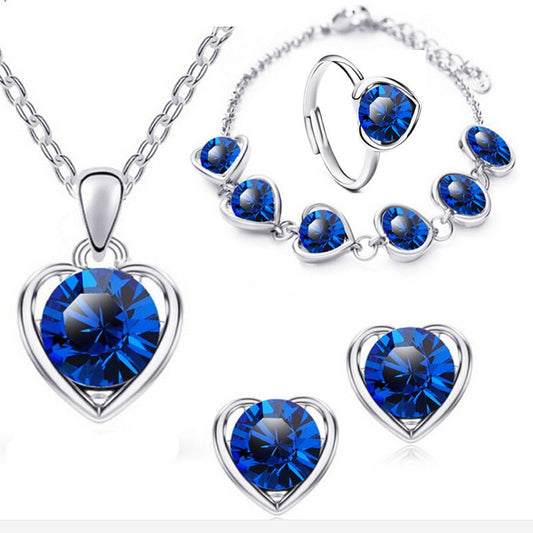 Set 4 Pezzi Cristallo Cuore