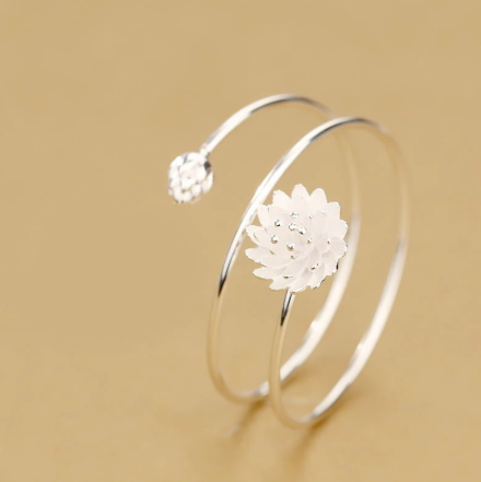 Braccialetto loto cuore argento