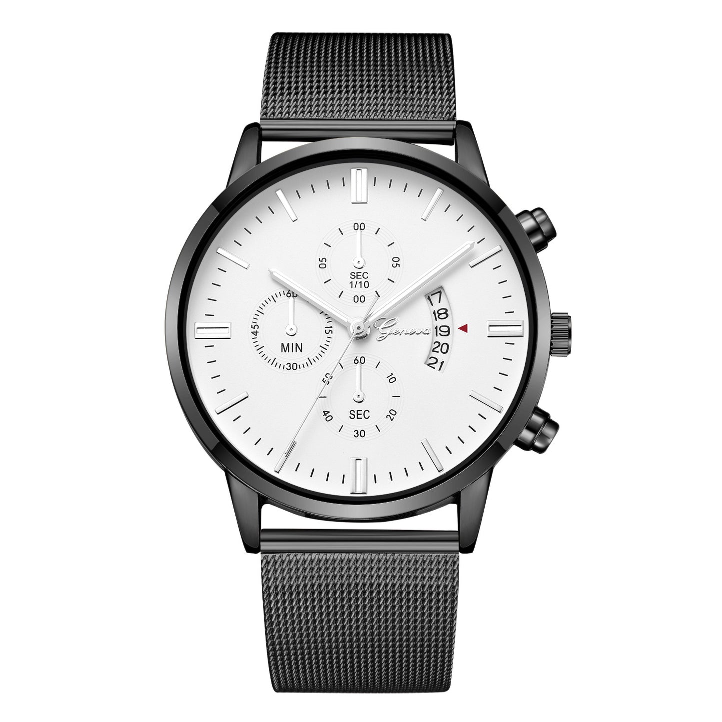 Orologio calendario mesh acciaio