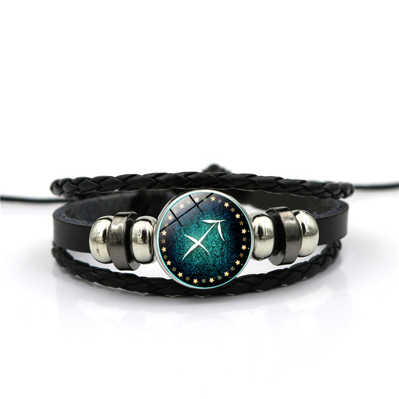 Braccialetto Pelle Intrecciata Zodiaco