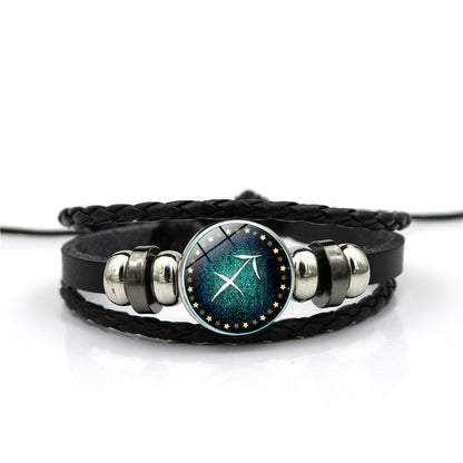 Braccialetto Pelle Intrecciata Zodiaco