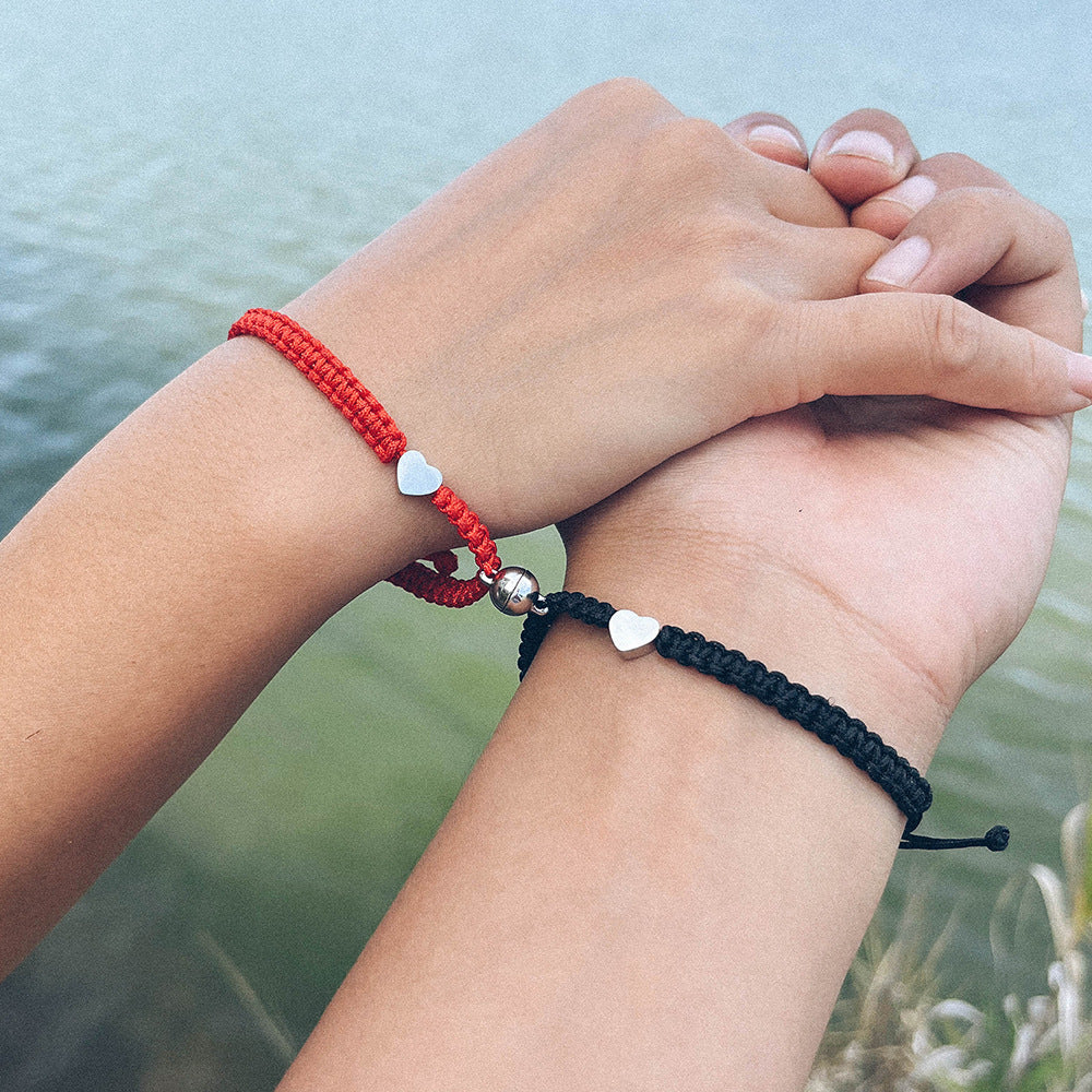 Bracciale intrecciato cuore acciaio
