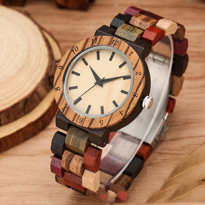 Orologio in legno colorato al quarzo