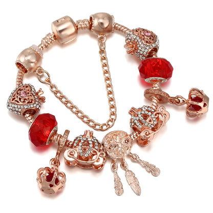 Braccialetto charm nappa oro rosa