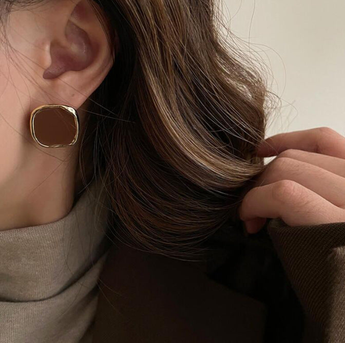 Orecchini argento nero geometrici retro