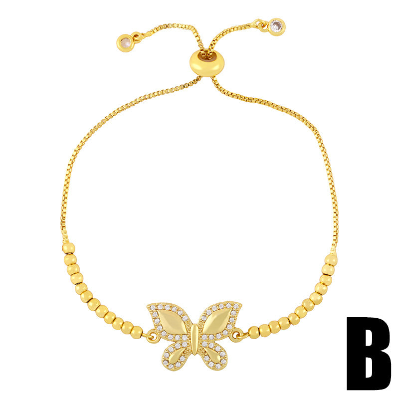 Bracciale farfalla zircone regolabile