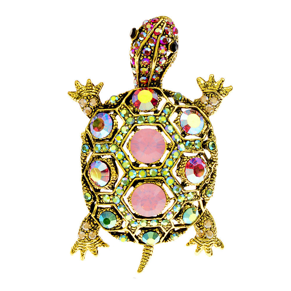 Spilla tartaruga con strass