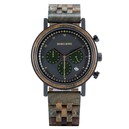 Orologio legno tre quadranti sei perni
