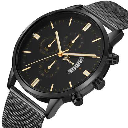 Orologio calendario mesh acciaio