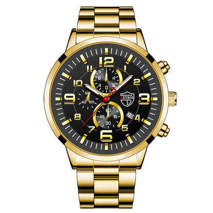 Orologio uomo acciaio calendario oro