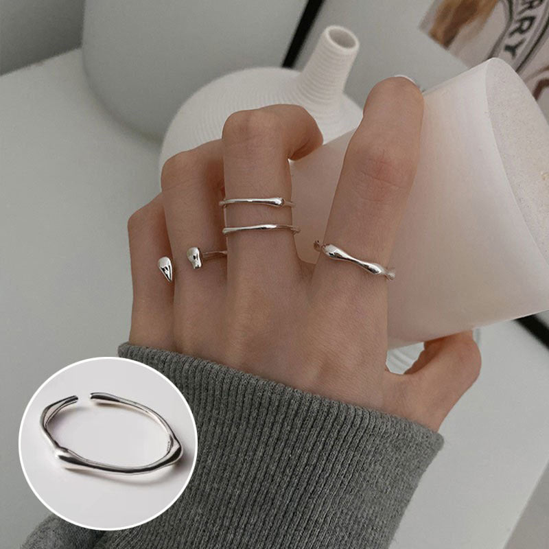 Anello aperto geometrico argento
