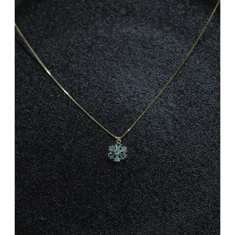 Collana fiocco di neve argento blu