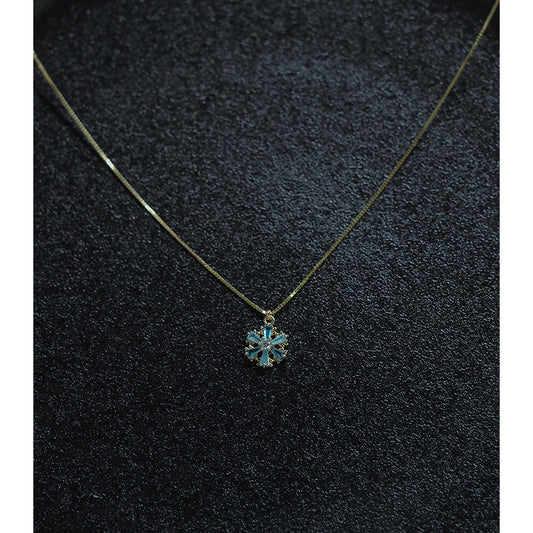 Collana fiocco di neve argento blu