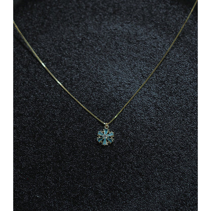 Collana fiocco di neve argento blu