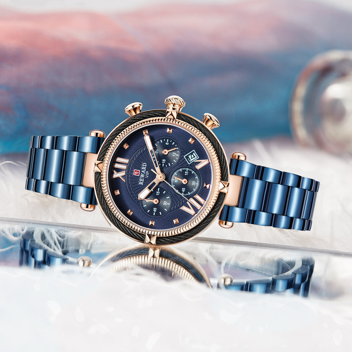 Orologio impermeabile al quarzo cinturino acciaio